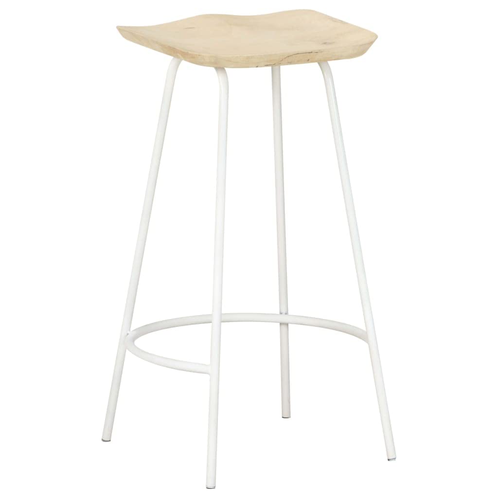 vidaXL - 2 pcs Set of Solid Mango Wood Bar Stools with Built-in Footrests and Attractive Bleached Finish, Ideal for Entertainment and Daily Use