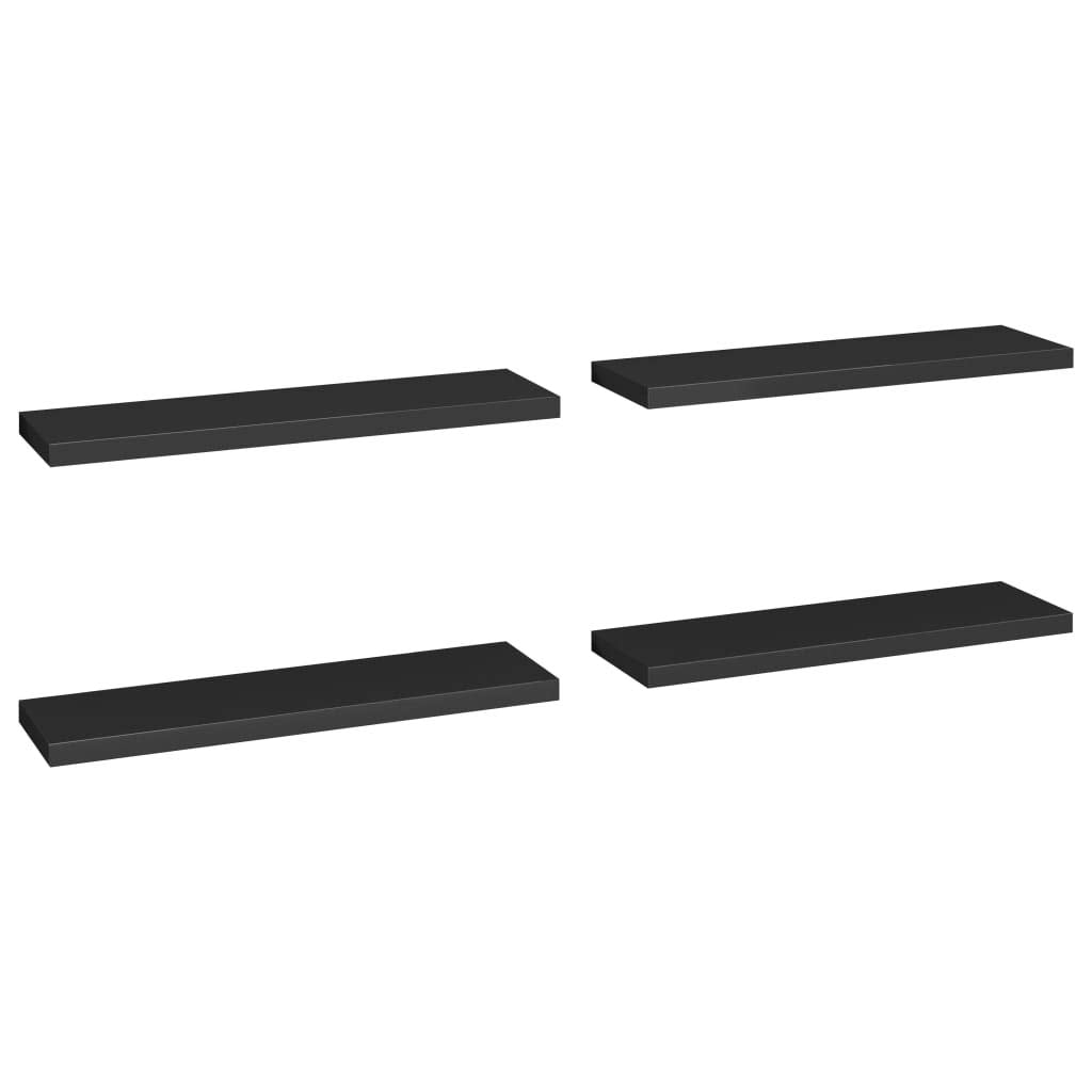 vidaXL Floating Wall Shelves 4 pcs Black 35.4"x9.3"x1.5" MDF
