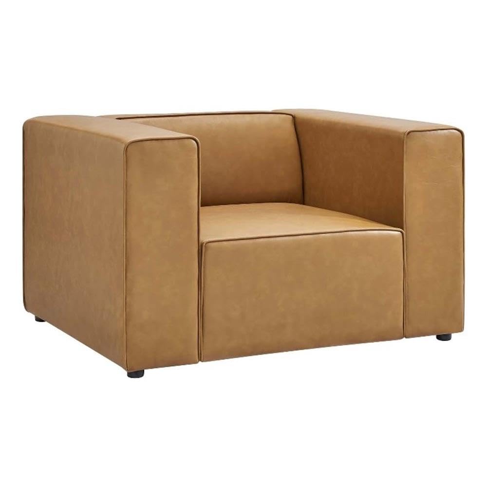 Modway Mingle Vegan Leather Lounge Armchair, Tan