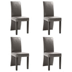 vidaXL 4-Piece Dining Chairs Set- Comfortable Faux Leather Upholstery with Ergonomic Design, Gray, Sturdy Solid Wooden Legs