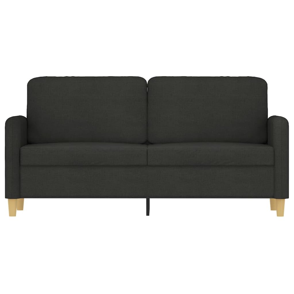 vidaXL 2-Seater Sofa in Black - Modern Fabric Upholstered Couch with Durable Metal Frame and Comfortable Padded Seats