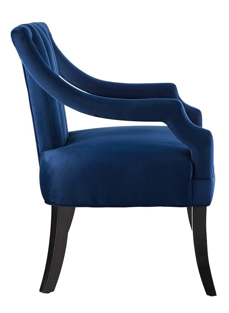 Modway Harken Channel Tufted Performance Velvet Accent Living Room Armchair In Navy
