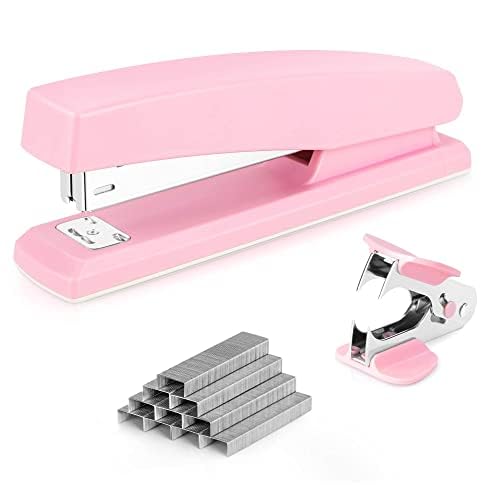 Deli Stapler, Desktop Stapler, Office Stapler, 25 Sheet Capacity, Includes 1000 Staples And Staple Remover, Pink
