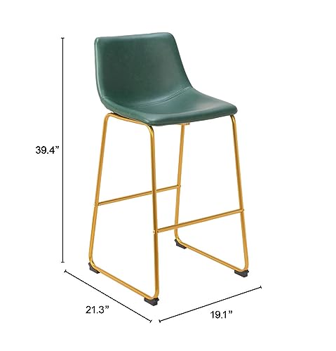 Zuo Augusta Barstool Green & Gold