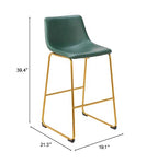 Zuo Augusta Barstool Green & Gold