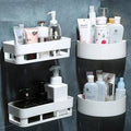 UTTARZONE Plastic Inter Design Shower Corner Caddy Basket Shelf Rack with Wall Mounted Suction Cup for Bathroom Kitchen