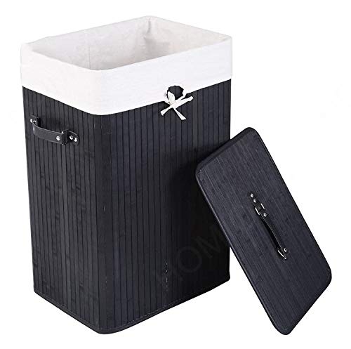 Bamboo Laundry Basket 72L Collapsible Bamboo With 1 Compartment Laundry Hamper Laundry Basket Removable Lining Large Laundry Bin