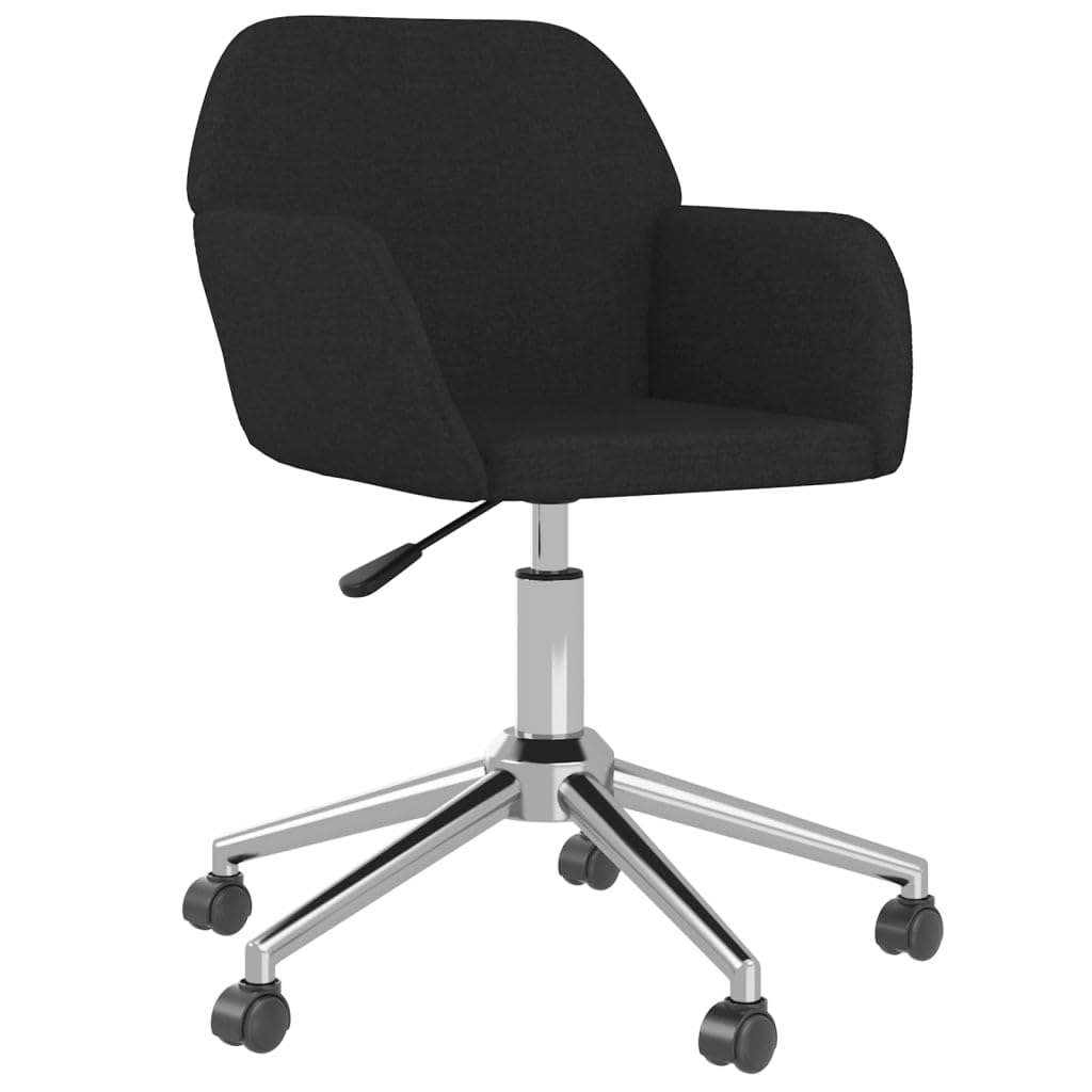 vidaXL Modern Swivel Office Chair - Black Fabric, Elegant Minimalist Design, Adjustable with Premium Comfort, Safety Compliant