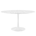 Modway Lippa 54" Mid-Century Dining Table with Round Artificial Marble Top in White