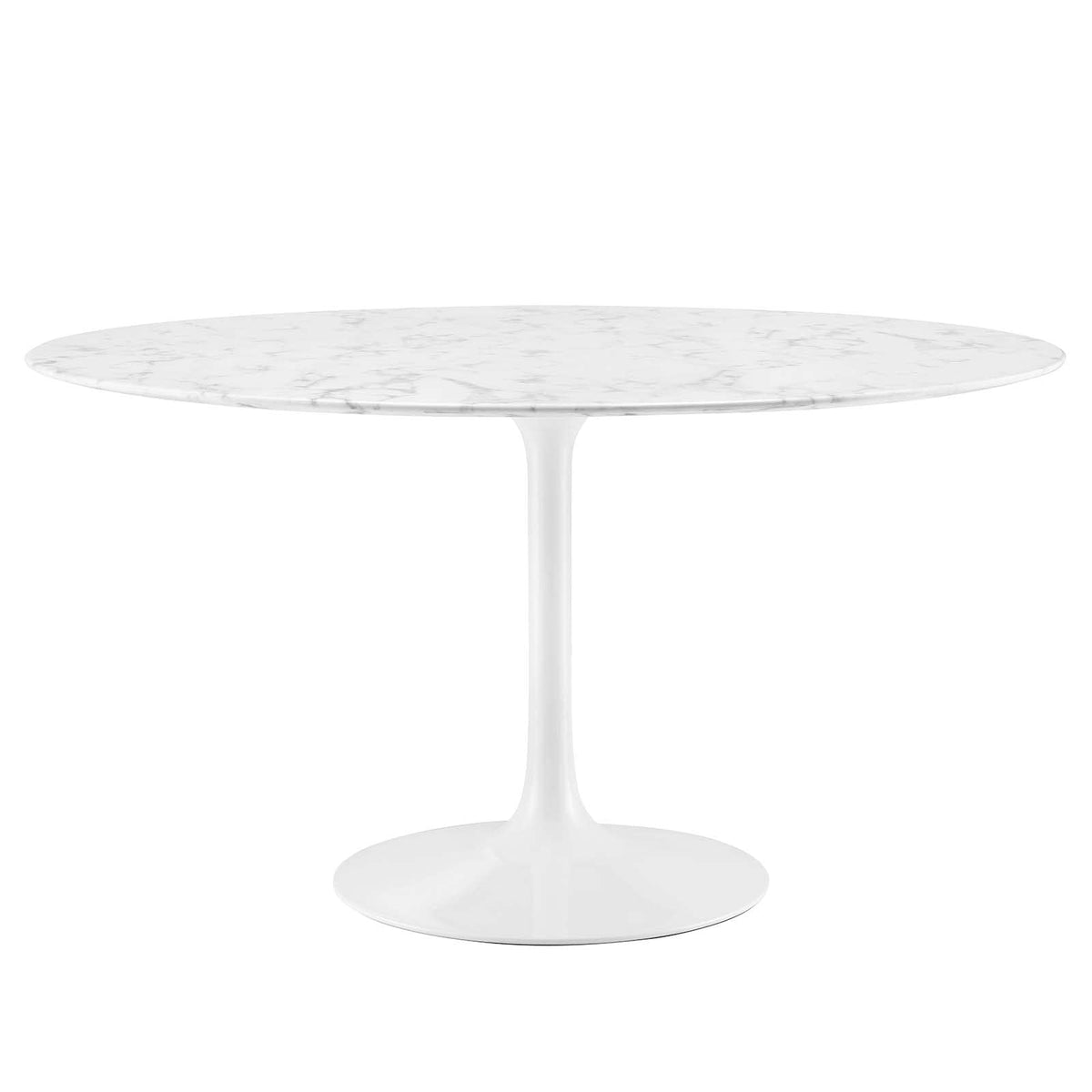 Modway Lippa 54&quot; Mid-Century Dining Table with Round Artificial Marble Top in White