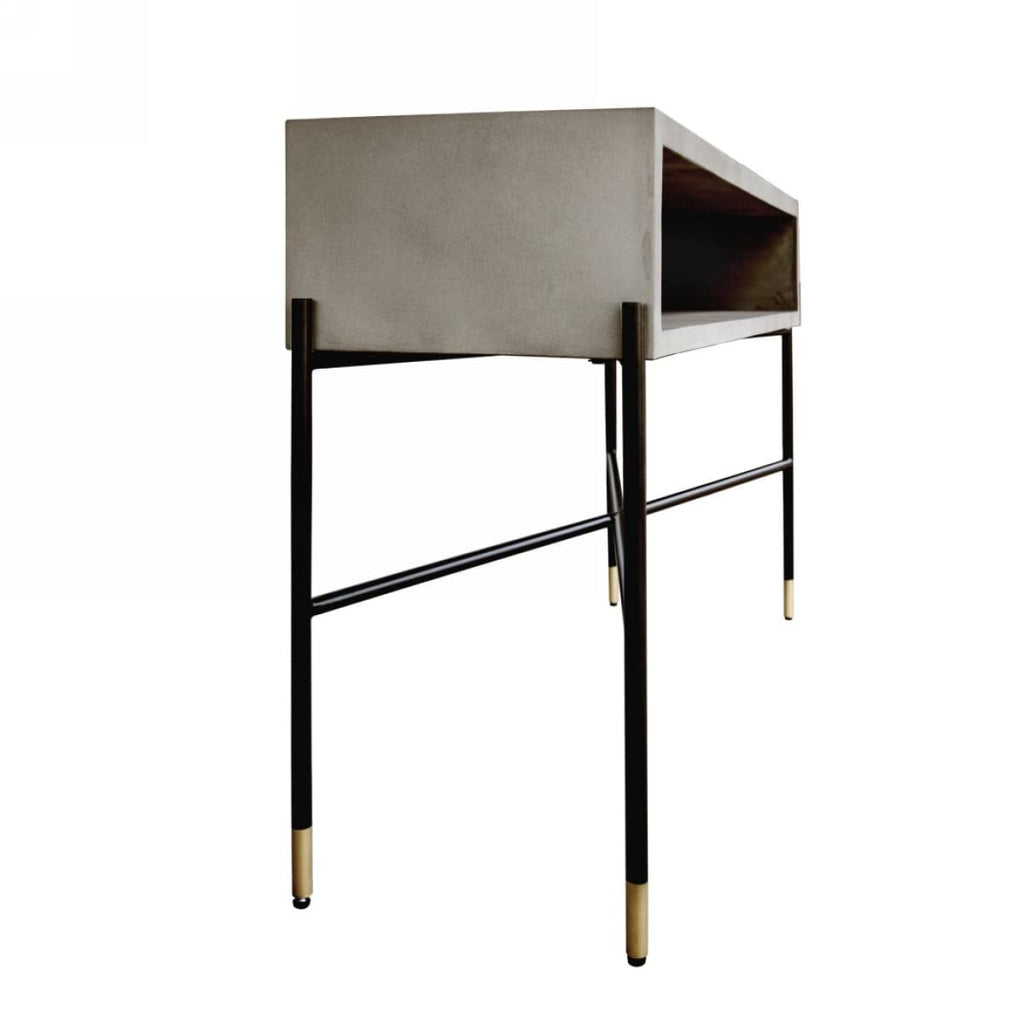 HomeRoots Grey, Black Industrial 45' Concrete and Metal Console Console Table