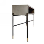 HomeRoots Grey, Black Industrial 45' Concrete and Metal Console Console Table
