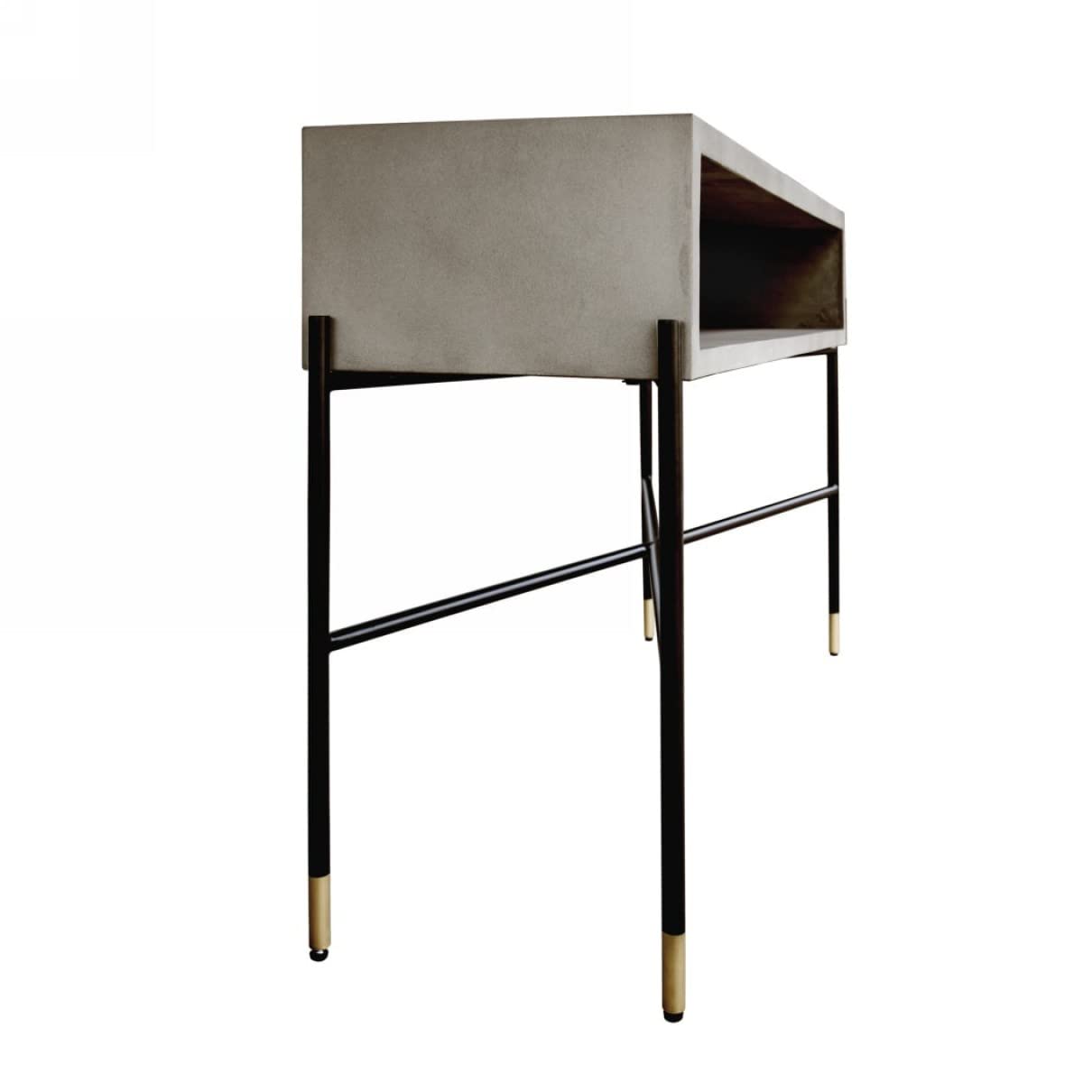 HomeRoots Grey, Black Industrial 45' Concrete and Metal Console Console Table