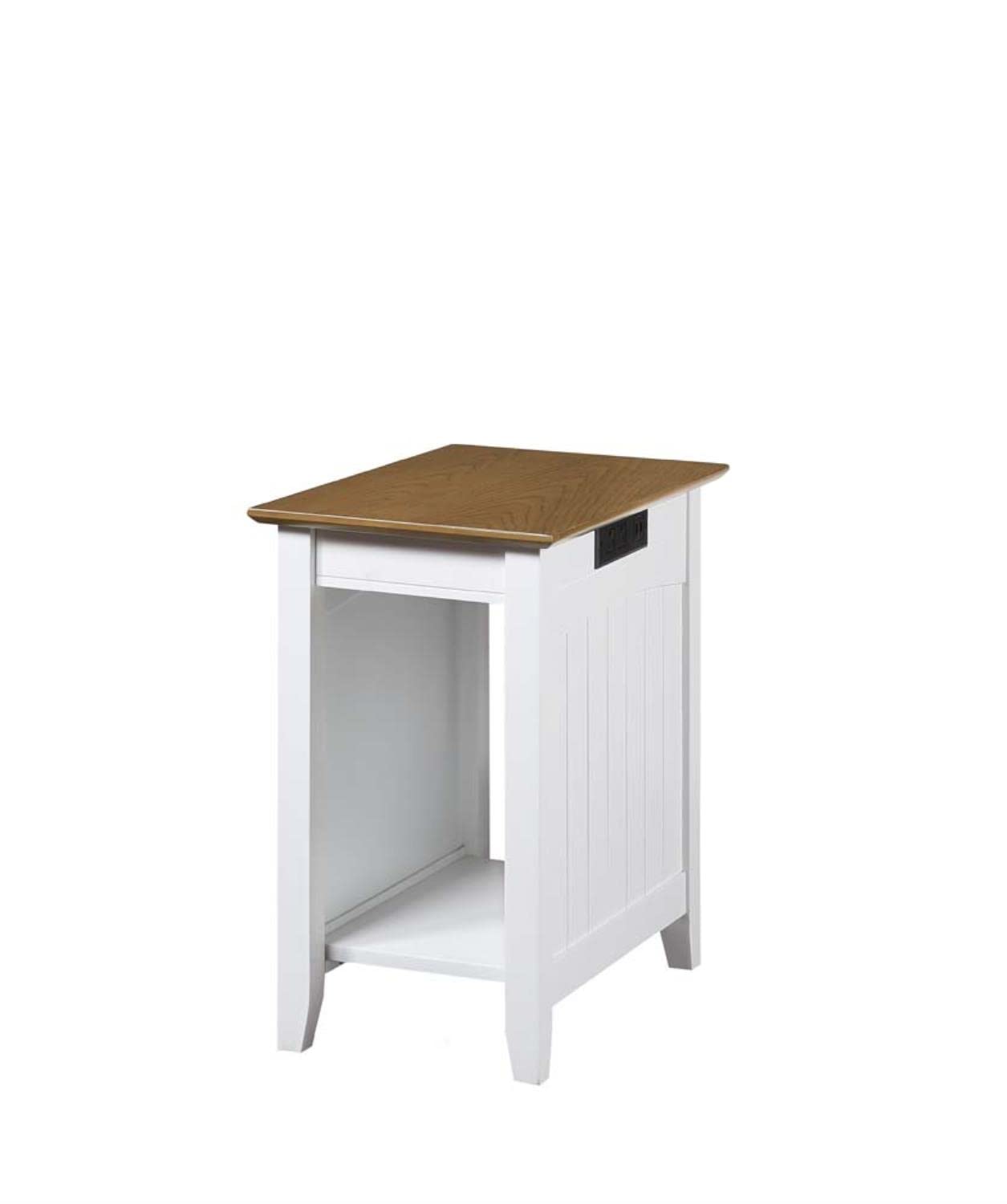 Convenience Concepts Edison End Table with Charging Station, Driftwood/White