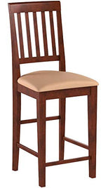 East West Furniture Vernon Counter Stool-Linen Fabric Pub Height Wooden Chairs, Set of 2, Mahogany