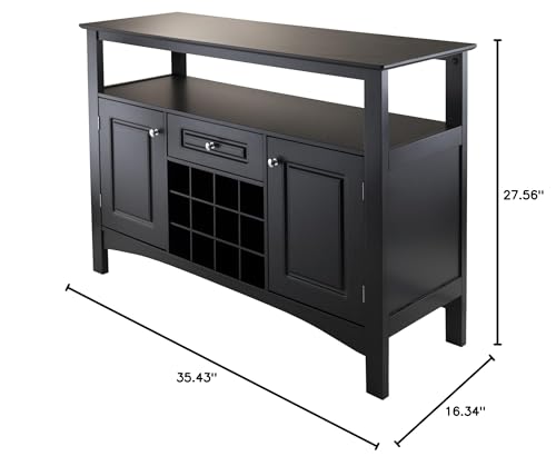 Ergode Wood Orleans Modular Buffet Cabinet | Wine Storage | Sideboard | Cappuccino | 27.56' W x 16.34' D x 35.43' H | Sturdy Wood Construction (20745-VV)