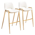 Zuo Desi Barstool White & Gold