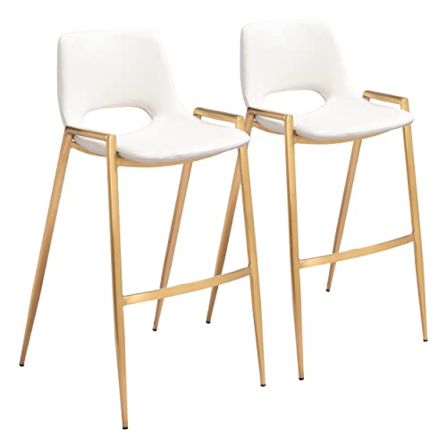 Zuo Desi Barstool White & Gold
