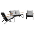 vidaXL 3-Piece Balcony Furniture Set - Black Steel Frame, Comfortable Cushions, Designed for Garden, Patio, Terrace, Outdoor Use