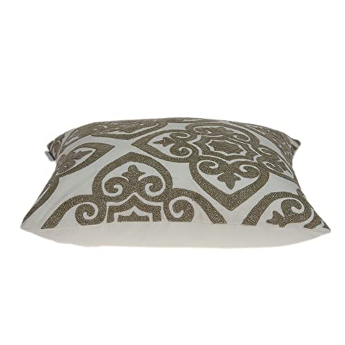 HomeRoots 100% Cotton Parkland Collection Noori Bling Ivory Pillow Cover