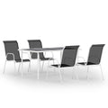 vidaXL Patio Dining Set 5 Piece Outdoor Garden Terrace Yard Patio Table and Chair Seating Seat Sitting Chair Dining Set Furniture Steel Black