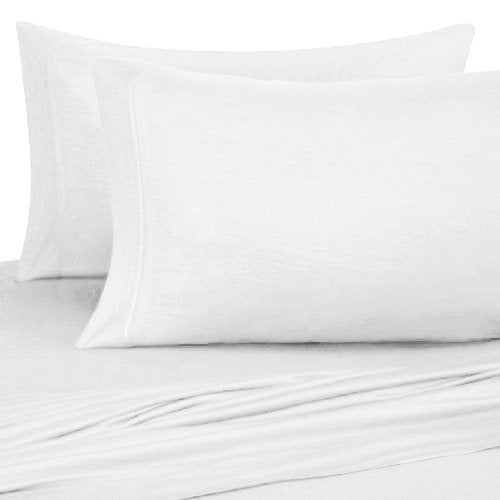 DESTINY CRESCENT BEDDING Twin XL 3-Piece Cotton Jersey Bed Sheet Set - Breathable White Cooling Sheets for Dorm & Split King Beds