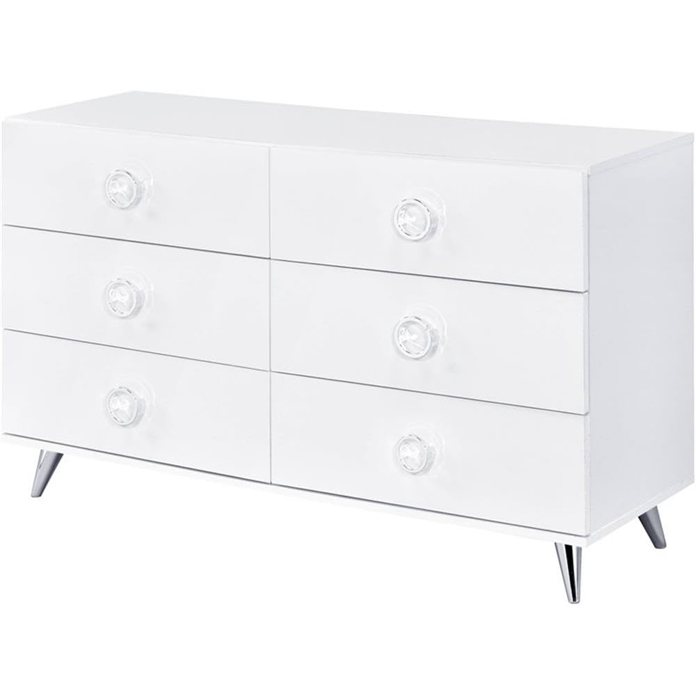 Acme Perse 6-Drawer Wooden Dresser in White