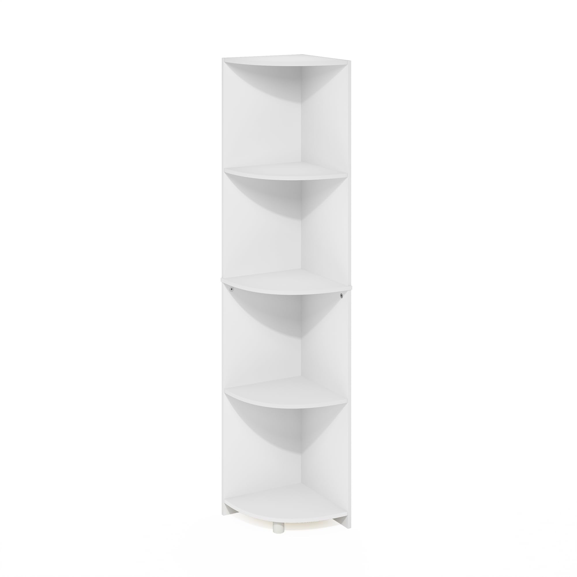 Furinno Econ 4-Tier Corner Shelf Bookcase, Bookshelf, White