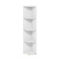 Furinno Econ 4-Tier Corner Shelf Bookcase, Bookshelf, White