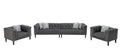 Lilola Home Mary Dark Gray Velvet Tufted Sofa 2 Chairs Living Room Set with 6 Accent Pillows
