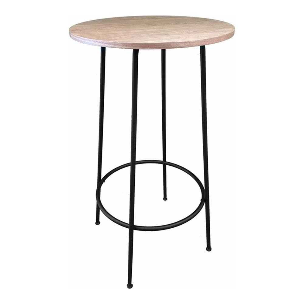 Pangea Home Sly Round Modern Wood Veneer/Metal Bar Table In Black