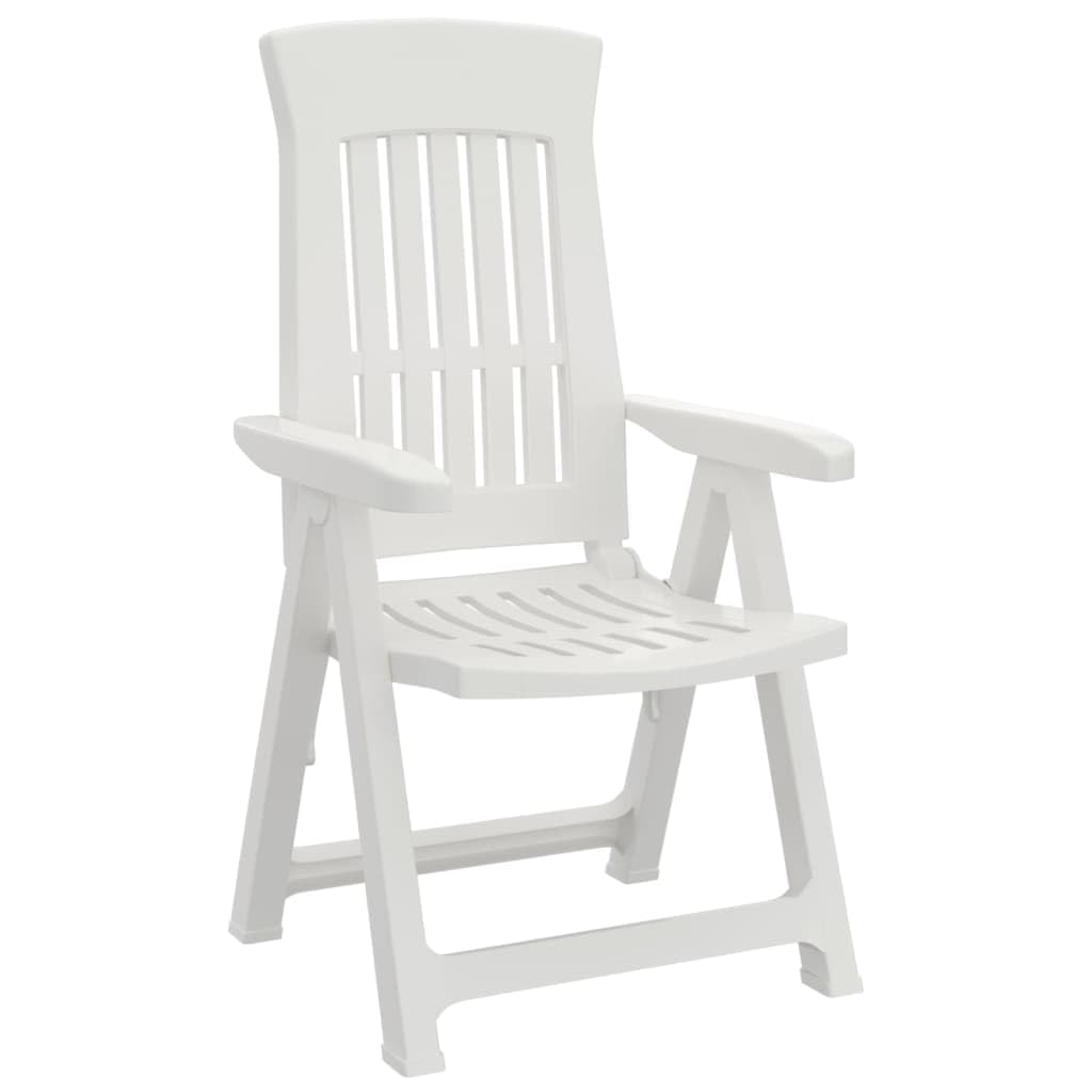 vidaXL Modern Style 2-Piece Patio Reclining Chairs Set - Lightweight, Foldable & Adjustable Backrest - White Polypropylene Outdoor Chairs
