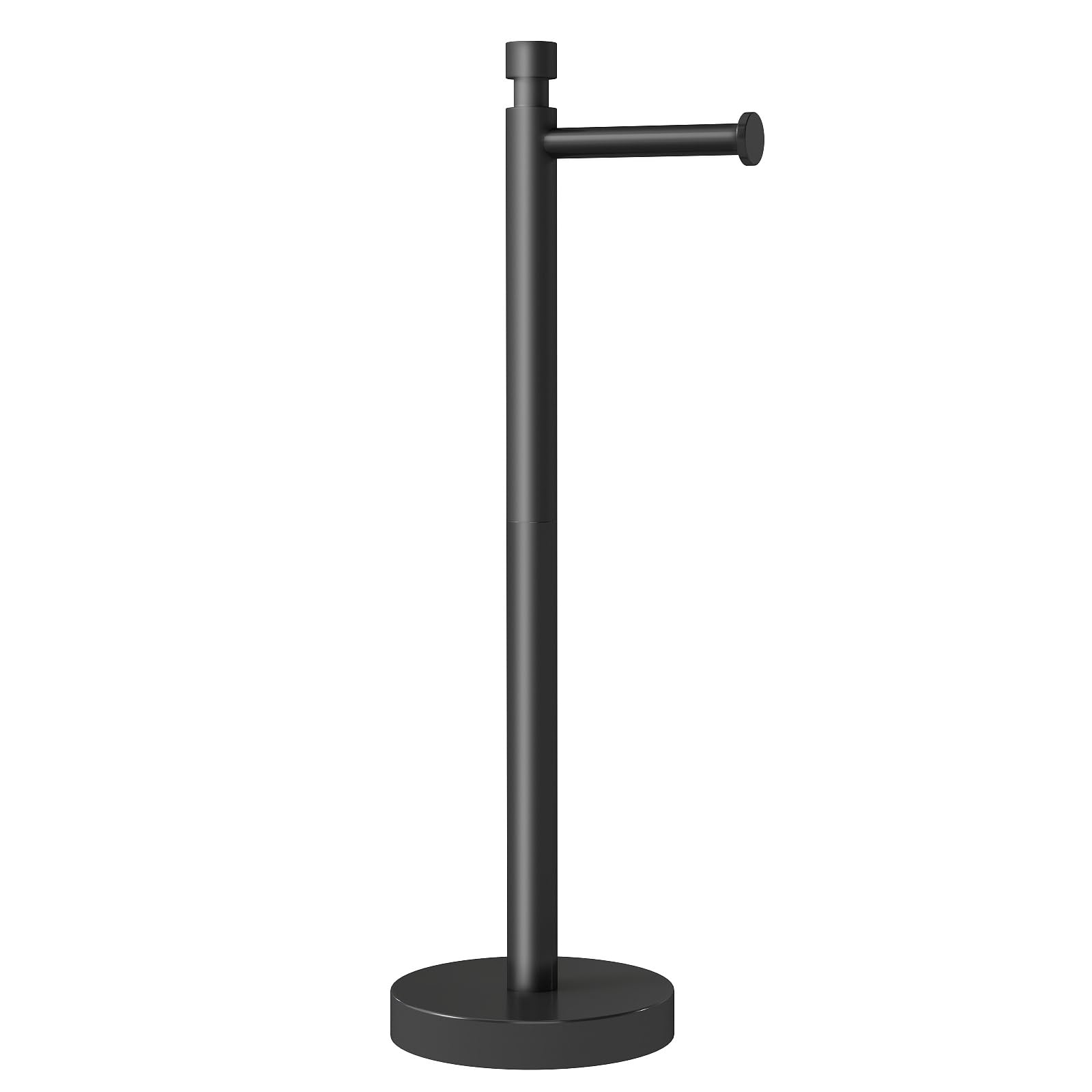 YUMORE Toilet Paper Holder Stand Freestanding, Weighted and Sturdy Matte Black Stainless Steel Design with Non-Slip Cap, Rustpro