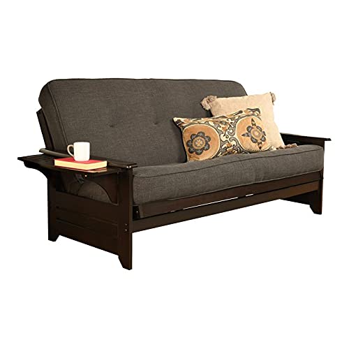 Kodiak Furniture Phoenix Full Size Futon in Espresso Finish, Linen Charcoal