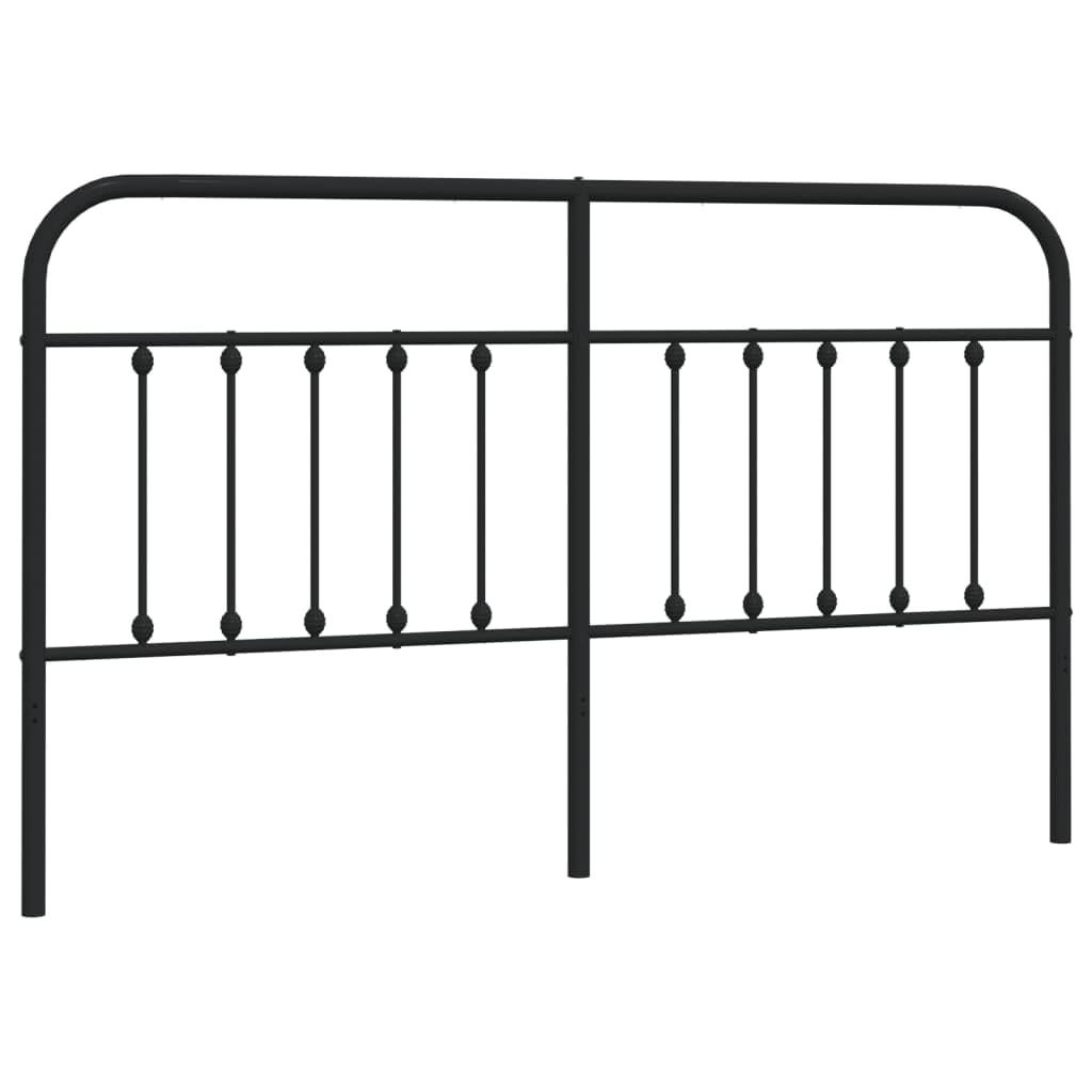 vidaXL Black Metal Headboard - Powder-Coated Steel, Classic Design for Beds with 70.9&quot; Mattress Width