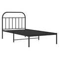 vidaXL Robust Powder-Coated Steel Construction Single Bed Frame with Headboard, Metal Slats and Legs, Extra Under-Bed Storage Space, Black, 39.4"x78.7"