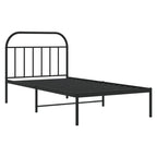 vidaXL Robust Powder-Coated Steel Construction Single Bed Frame with Headboard, Metal Slats and Legs, Extra Under-Bed Storage Space, Black, 39.4"x78.7"