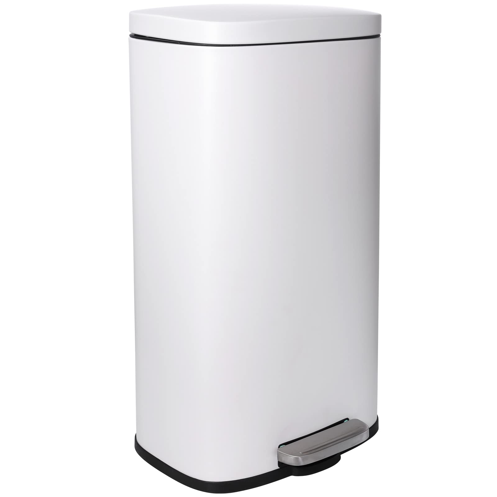 Arlopu 8 Gallon Step Trash Can, Stainless Steel Garbage Bin, Soft-Close Rubbish Bin with Removable Plastic Inner Bucket, Fingerp