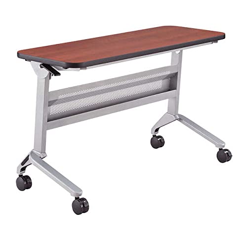 Safco LF1848TSLVLCRM Flip-N-Go Rectangular Training Table - Silver & Cherry - 29 x 48 x 18 in.