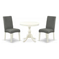 East West Furniture AMDR3-LWH-07 3 Piece Dining Table Set for Small Spaces Contains a Round Kitchen Table with Pedestal and 2 Gr