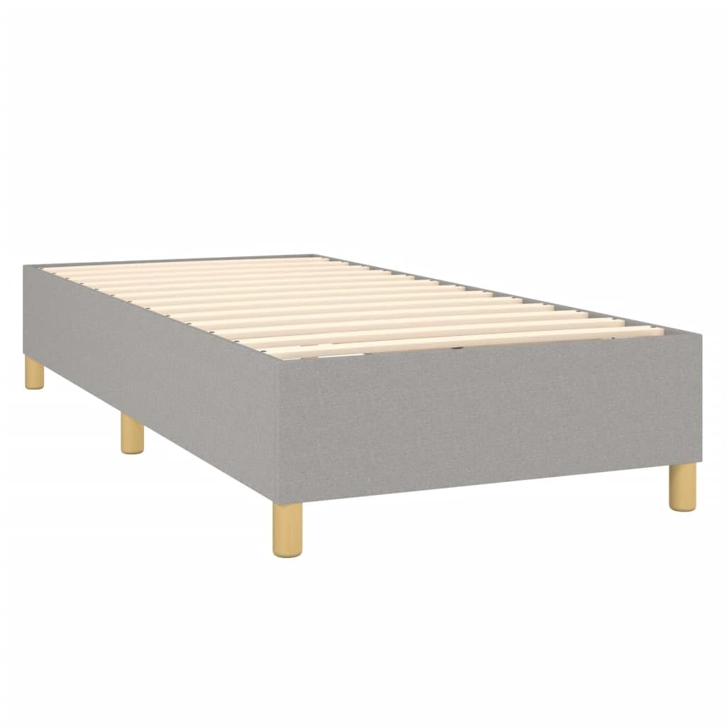 vidaXL Twin Size Box Spring Bed Frame in Light Gray Fabric, Suitable for 39.4&quot;x74.8&quot; Mattress, Lightweight and Easy Assembly, Stylish Design with Proposition 65 Warning, Sturdy Construction, Moder...