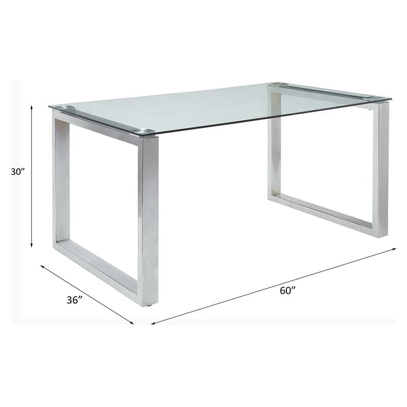 Acme Abraham Rectangular Dining Table in Clear Glass and Chrome