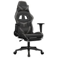 vidaXL Faux Leather Gaming Chair with Footrest, Black and Gray, Adjustable Backrest and Seating, Perfect for Intense Gaming Sessions, Lightweight and Convenient