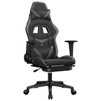 vidaXL Faux Leather Gaming Chair with Footrest, Black and Gray, Adjustable Backrest and Seating, Perfect for Intense Gaming Sessions, Lightweight and Convenient
