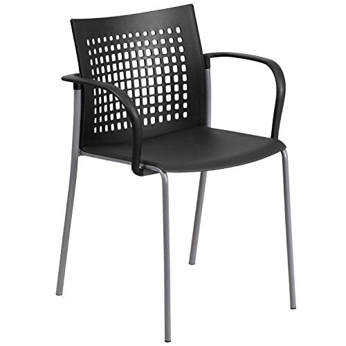 Flash Furniture HERCULES Series 551 lb. Capacity Black Stack Chair with Air-Vent Back and Arms