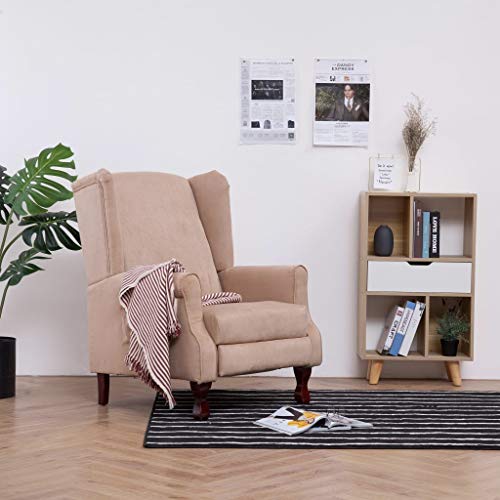 vidaXL Armchair, Wingback Recliner Chair with Padded Seat Cushion, Upholstered French Chair for Home Living Room Bedroom, Cream Fabric