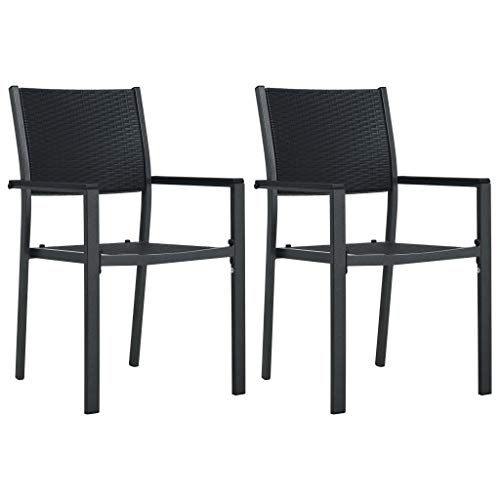 FAMIROSA Garden Chairs 2 pcs Black Plastic Rattan Look
