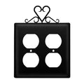 Village Wrought Iron Heart Double Outlet Cover
