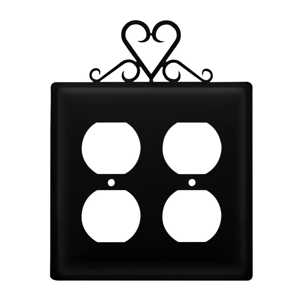 Village Wrought Iron Heart Double Outlet Cover