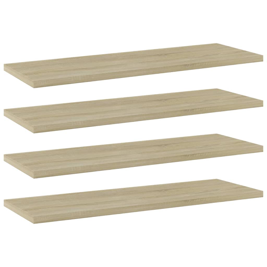 vidaXL Sonoma Oak Bookshelf Boards, 4 pcs, Engineered Resistant Wood, Perfect for Additional Storage, Easy to Clean and Install, Modern Design.